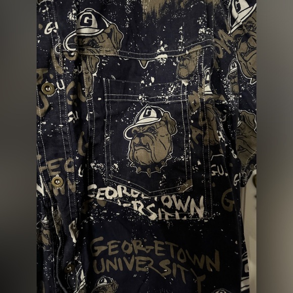 Vintage Pro Player denim oversize shirt featuring Georgetown University bull dog - Picture 3 of 5